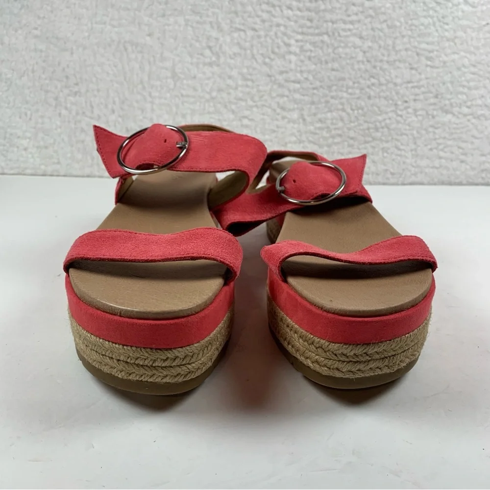 UGG April suede espadrille platform sandal coral pink 9.5 NWOB Flaw Mark 7230‎